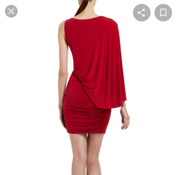 BCBG MAXAZRIA Venus one shoulder dress in red  S - Picture 2 of 6